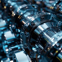 Fototapeta premium Emphasizing the smooth and polished appearance of industrial machinery made of metal