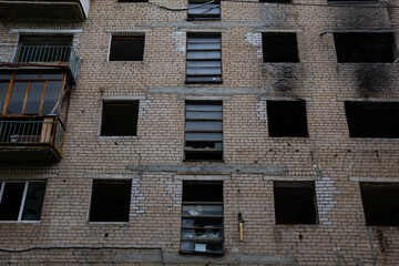 A resettled abandoned apartment building in the city center.