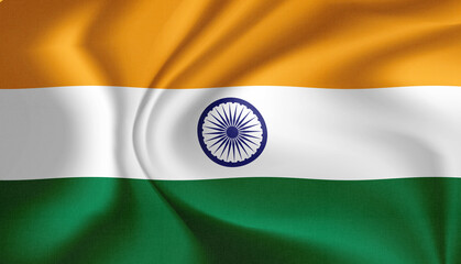 India national flag in the wind illustration image