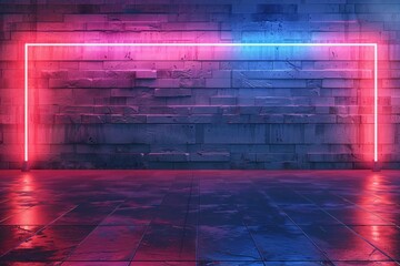Vibrant neon wall with gradient backdrop and glowing lights, perfect for a futuristic party or club.