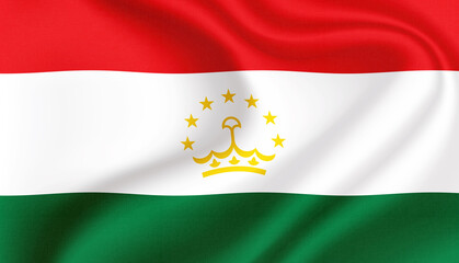 Tajikistan national flag in the wind illustration image