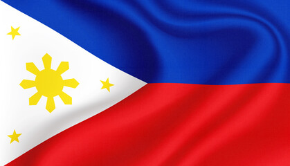  Philippine national flag in the wind illustration image