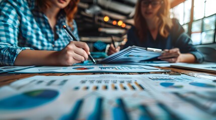 Fototapeta premium Young Couple Consulting with Financial Advisor Reviewing Documents Together