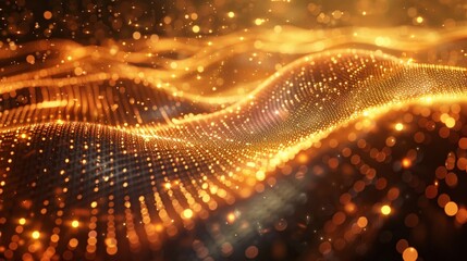 Streams of data flow gracefully in the realm of virtual reality, exuding an air of golden elegance.