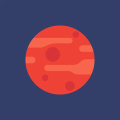 Planet mars vector simple illustration. Illustration for solar system planet.