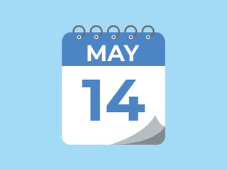 May 14 calendar reminder. 14 May daily calendar icon template. Calendar 14 May icon Design template. Vector illustration
