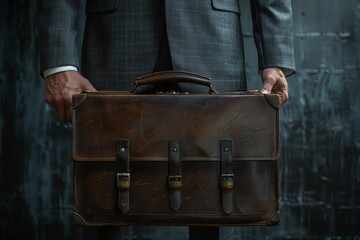 A dignified lawyer, standing confidently with a briefcase in hand, ready to defend the truth and seek justice - obrazy, fototapety, plakaty