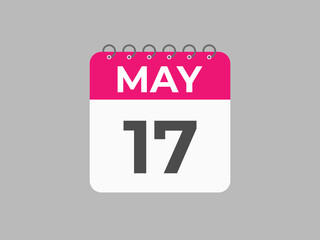 May 17 calendar reminder. 17 May daily calendar icon template. Calendar 17 May icon Design template. Vector illustration
