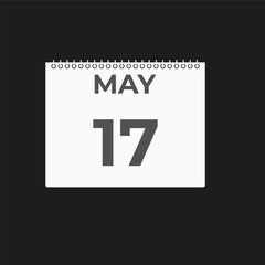 May 17 calendar reminder. 17 May daily calendar icon template. Calendar 17 May icon Design template. Vector illustration
