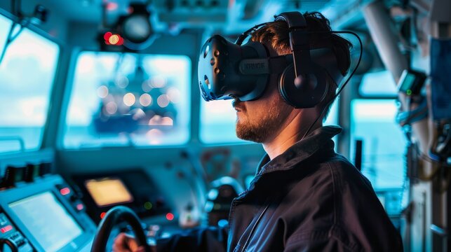 Simulator Training With Virtual Reality at Maritime Center hyper realistic 