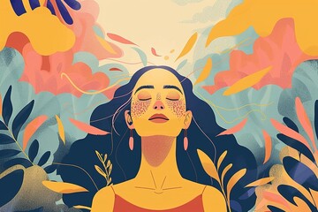 A woman with positive harmonious mental health.