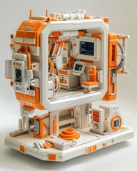 Fototapeta premium detailed clay sculpture depicting a futuristic world where telemedicine services are accessible to all, showcasing a variety of technology and healthcare settings