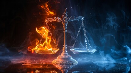 The balance scales are in perfect equilibrium, symbolizing the unity of law and justice.