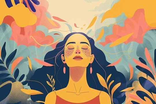 A woman with positive harmonious mental health.