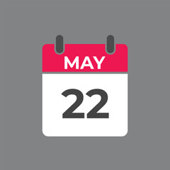 
May 22 calendar reminder. 22 May daily calendar icon template. Calendar 22 May icon Design template. Vector illustration
