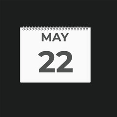 
May 22 calendar reminder. 22 May daily calendar icon template. Calendar 22 May icon Design template. Vector illustration
