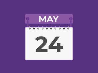 May 24 calendar reminder. 24 May daily calendar icon template. Calendar 24 May icon Design template. Vector illustration

