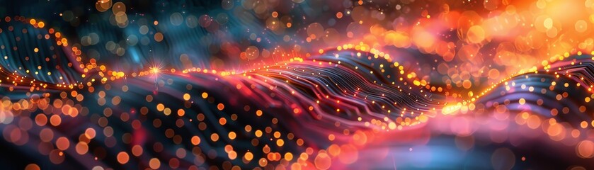 Obraz premium Futuristic circuit lines, macro view, glowing paths, sharp detail, hightech abstract