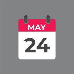May 24 calendar reminder. 24 May daily calendar icon template. Calendar 24 May icon Design template. Vector illustration
