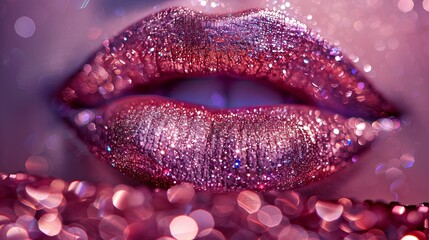 Sparkling glitter lips in vibrant pink hues