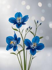 Azure Elegance, A Blue Flower Stands Out Against a Pure White Backdrop, Exuding Masterful Composition and High-Quality Artistry