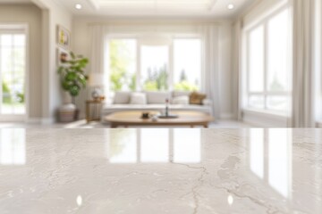 Direct view of an empty countertop, modern, white kitchen