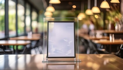 Bistro Appeal: Acrylic Frame Posters Mockup with Blank Menu Frame on Table