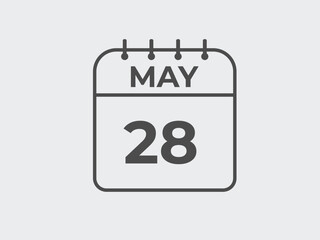May 28 calendar reminder. 28 May daily calendar icon template. Calendar 28 May icon Design template. Vector illustration
