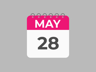 May 28 calendar reminder. 28 May daily calendar icon template. Calendar 28 May icon Design template. Vector illustration
