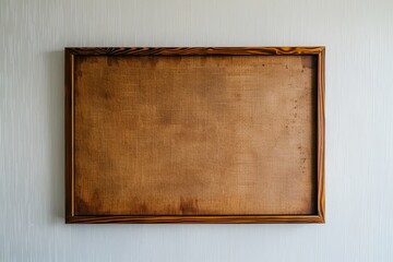 brown canvas art on a wall, wooden frame for the canvas, English modern interior