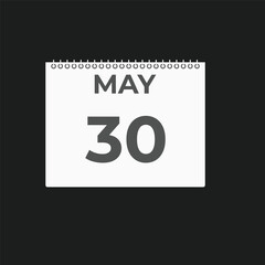 May 30 calendar reminder. 30 May daily calendar icon template. Calendar 30 May icon Design template. Vector illustration
