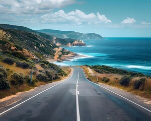 Scenic Coastal Road Trip Along the Winding Great Ocean Road in Australia with Breathtaking Ocean Vistas and Cliff Top Views