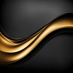 Abstract background composed of black and gold wave patterns, watercolor and modern art, used for product display, high-end luxury goods, with a design and silk like curve