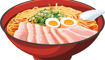 Clipart of a mouthwatering bowl of Japanese ramen with sliced pork ar7 4 v6 0 Generative AI