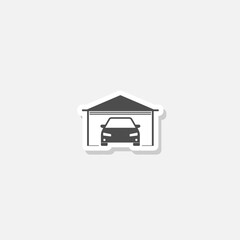 Garage icon, garage logo sticker isolated on gray background