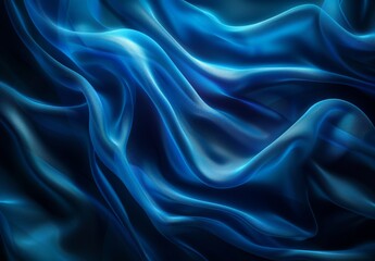 Obraz premium Abstract Blue Silk Fabric Texture with Elegant Wave Patterns
