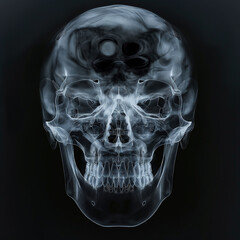 X-ray image showcasing a human skull.