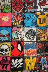Colorful Urban Graffiti Art Collage Showcasing Street Culture