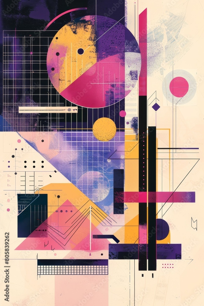Poster geometric progress chart - abstract business growth illustration - colorful data visualization
