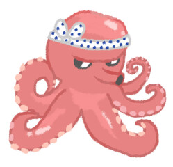 鉢巻きをつけたタコ