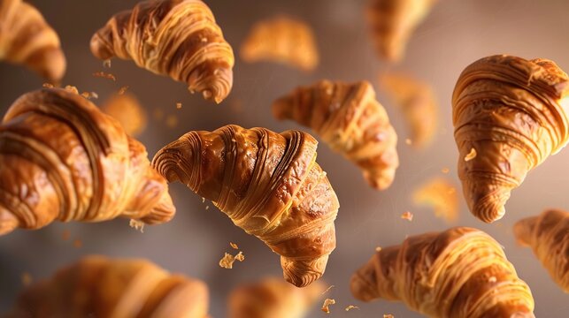 bunch of croissants are flying . Generative Ai