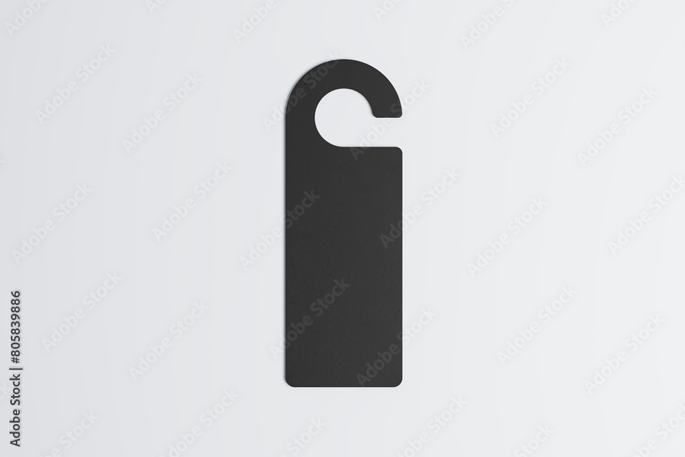 Poster close up of empty black door sign on white surface background. mock up, 3d rendering.