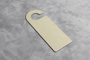 Close up of empty white door sign on concrete surface backdrop. Mock up, 3D Rendering.