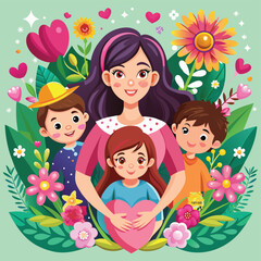 mothers day flat vector illustration