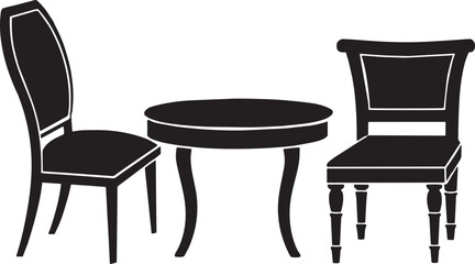 Table and chairs icon. Simple illustration of table and chairs vector icon for web