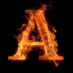 Fiery Letter A engulfed in flames, scorches with intense heat. Burning alphabet for bold messages. Vivid and dynamic design. AI