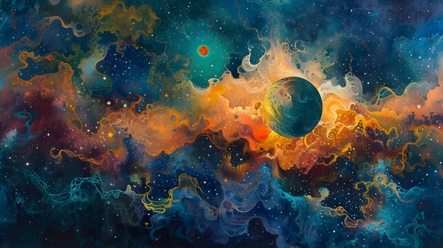 Cosmic Dance of Precession - Visualizing the Celestial Motion and Astrological Contemplation description:This captivating abstract artwork