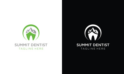 logo design dentist in the mountains or teeth with a mountain