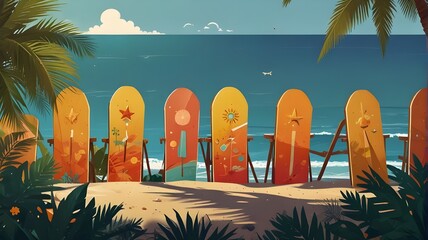 surfboard on the beach