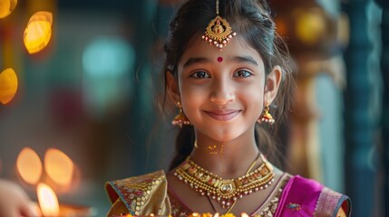 young indian girl traditional clothes - Powered by Adobe